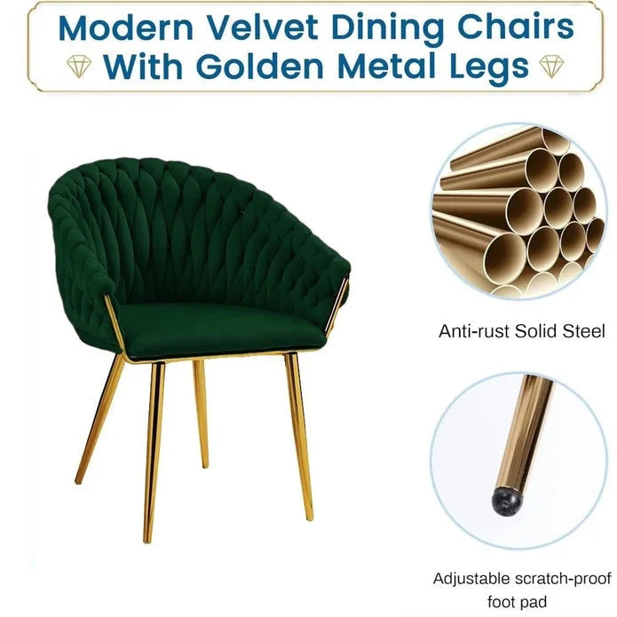 SERENITà Emerald Green Modern Velvet Dining Chairs