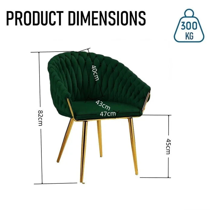 SERENITà Emerald Green Modern Velvet Dining Chairs