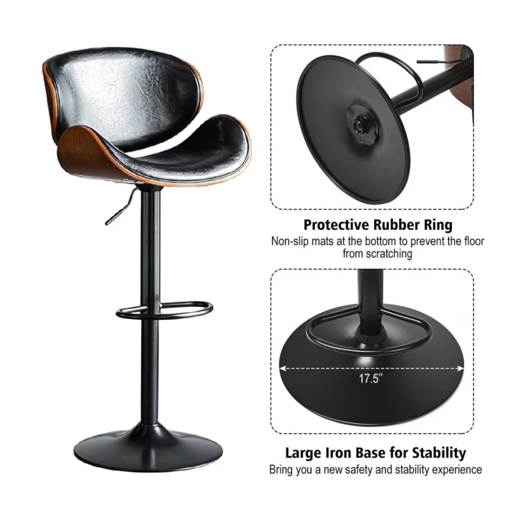 SERENITà European Black Modern Bar Stools Swivel Bar Stool