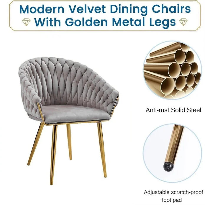 SERENITà Grey Modern Velvet Dining Chairs Upholstered