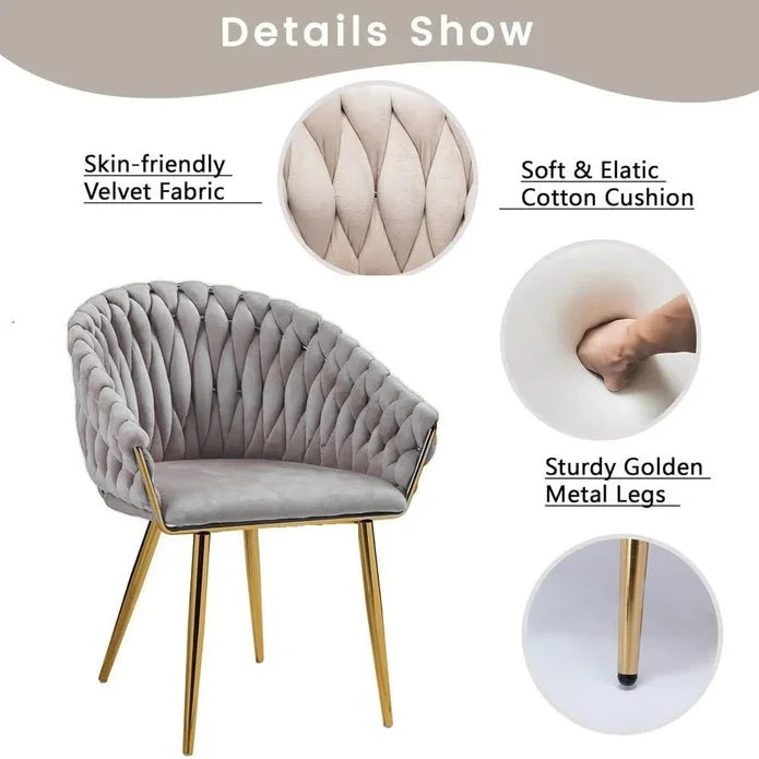 SERENITà Grey Modern Velvet Dining Chairs Upholstered