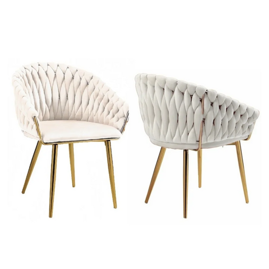 SERENITà Ivory Modern Velvet Dining Chairs Upholstered