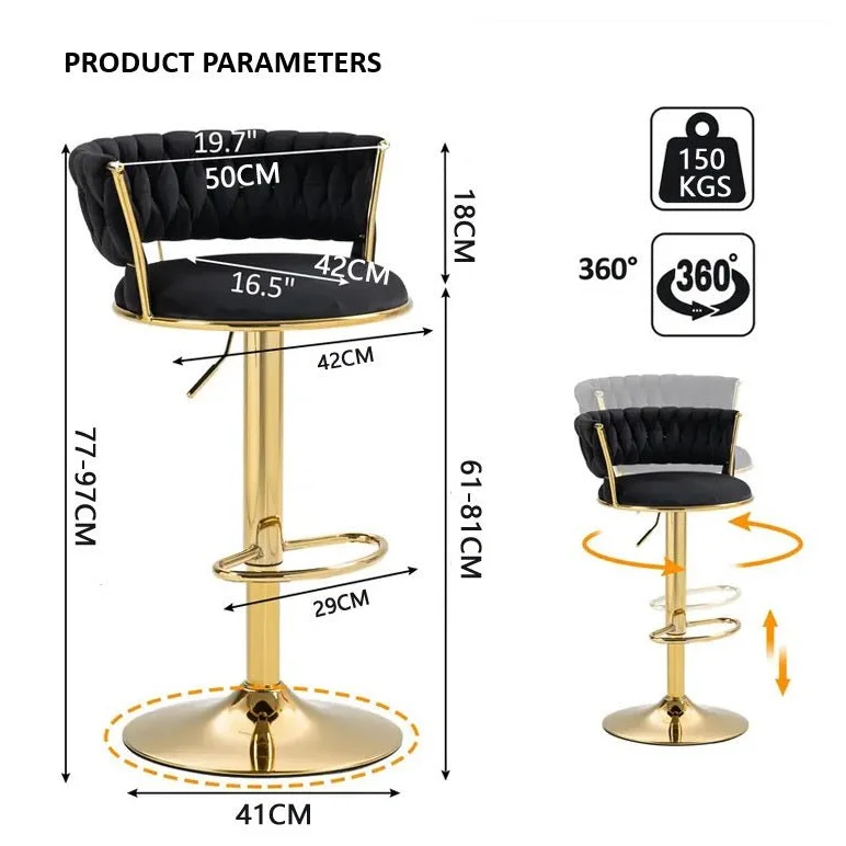 SERENITà Ivory Velvet Seat Kitchen Breakfast Bar Stools