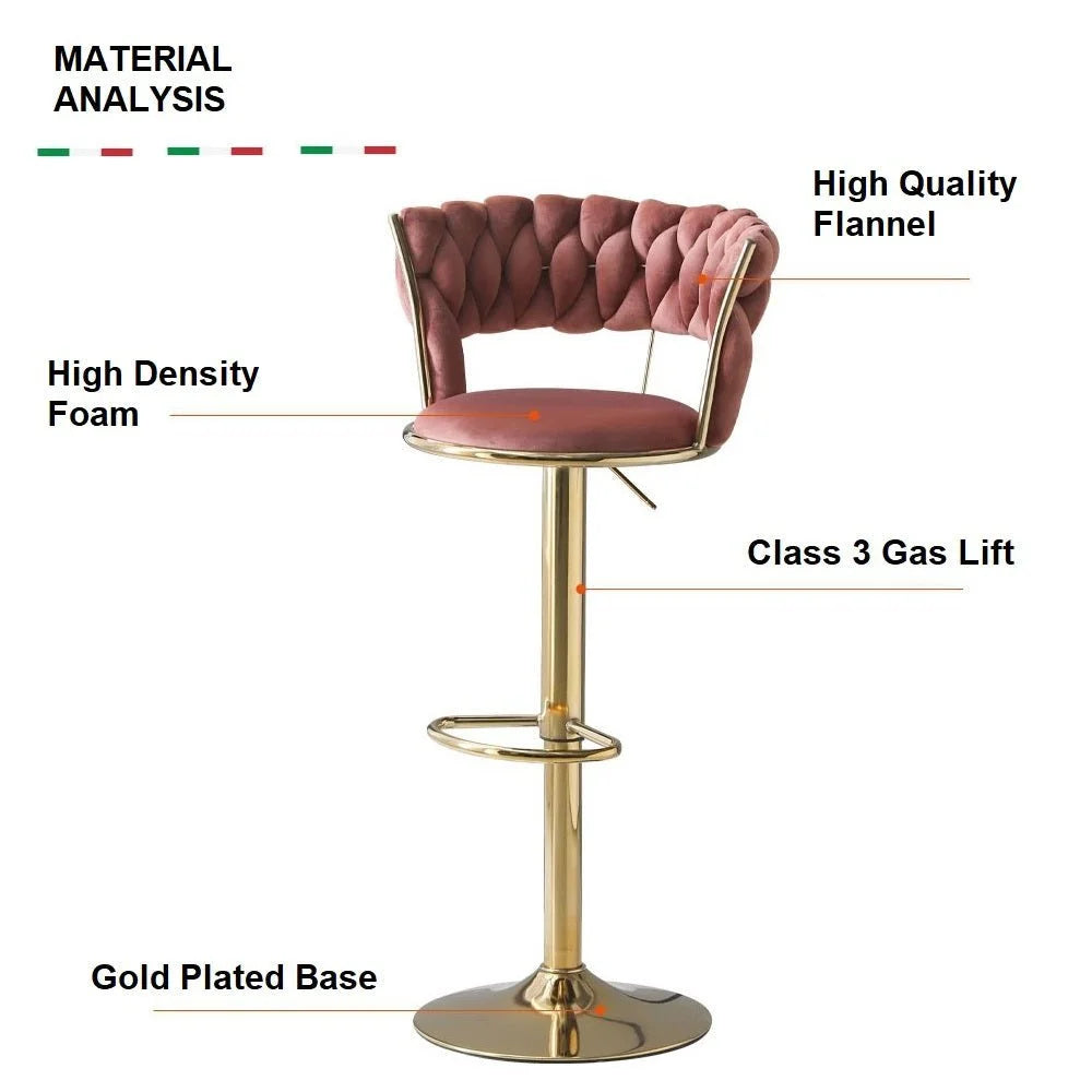 SERENITà Ivory Velvet Seat Kitchen Breakfast Bar Stools