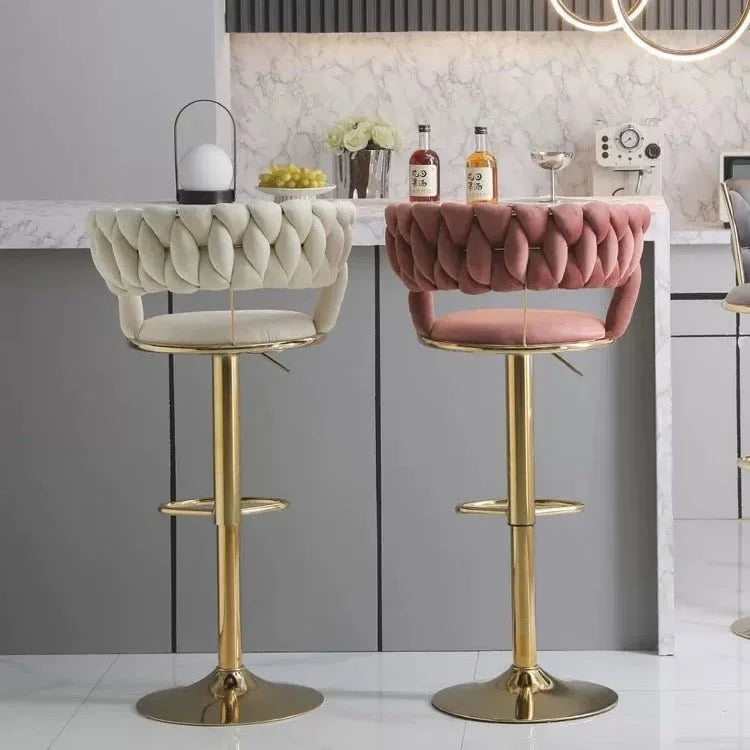 SERENITà Ivory Velvet Seat Kitchen Breakfast Bar Stools