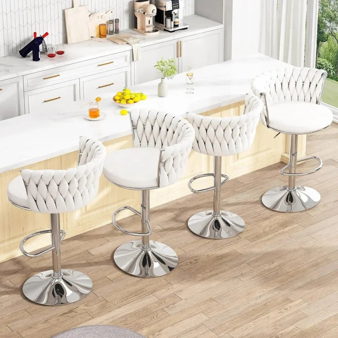 SERENITà Modern Silver Swivel Upholstered Velvet Adjustable
