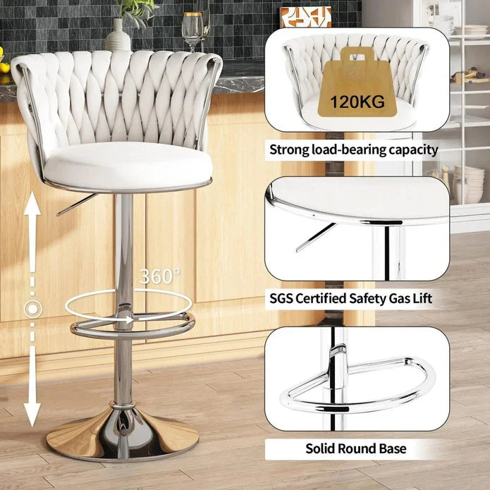 SERENITà Modern Silver Swivel Upholstered Velvet Adjustable