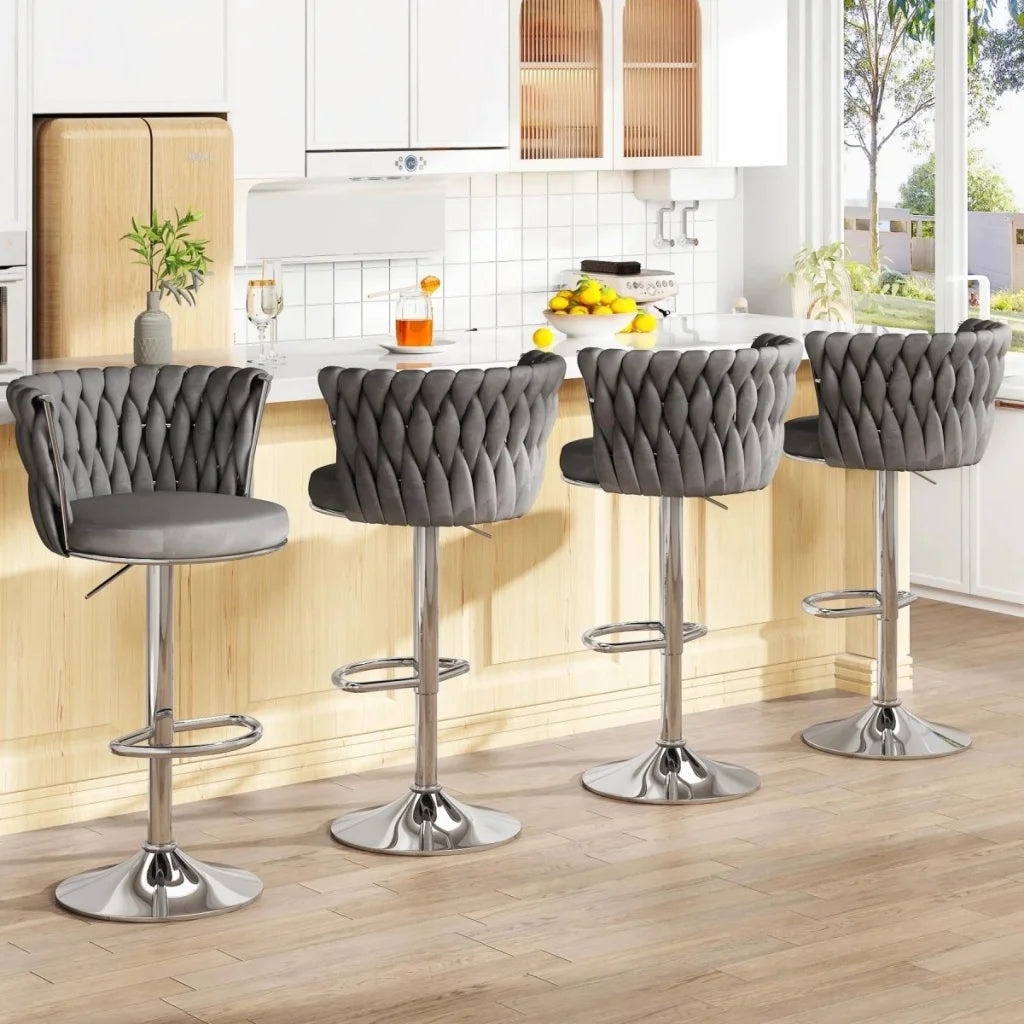 SERENITà Modern Silver Swivel Upholstered Velvet Adjustable