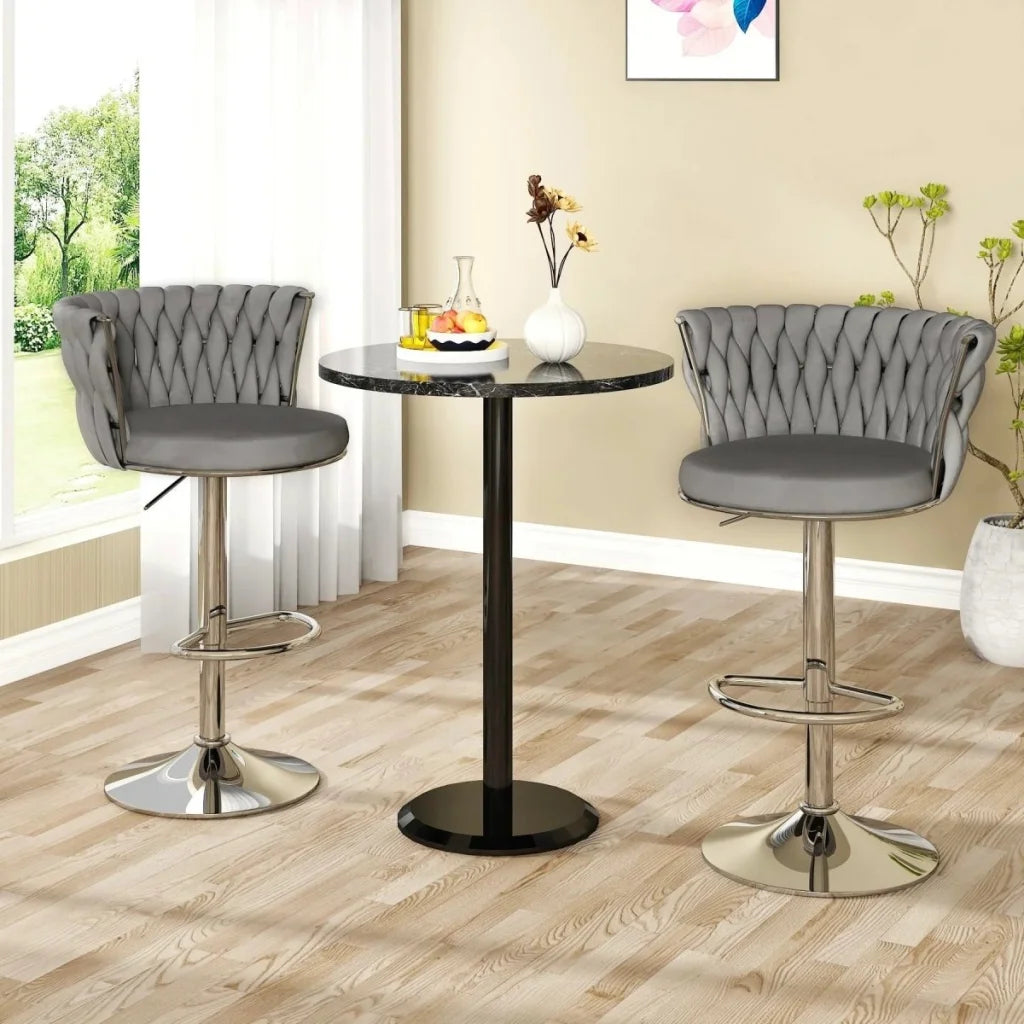 SERENITà Modern Silver Swivel Upholstered Velvet Adjustable