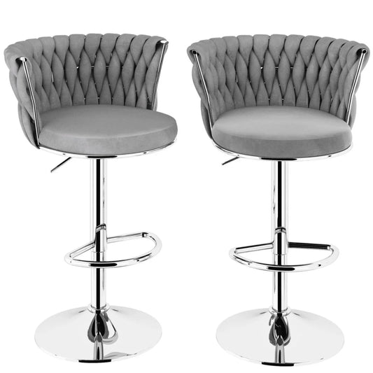 SERENITà Modern Silver Swivel Upholstered Velvet Adjustable