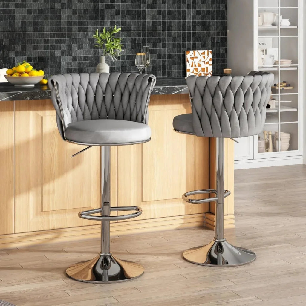 SERENITà Modern Silver Swivel Upholstered Velvet Adjustable