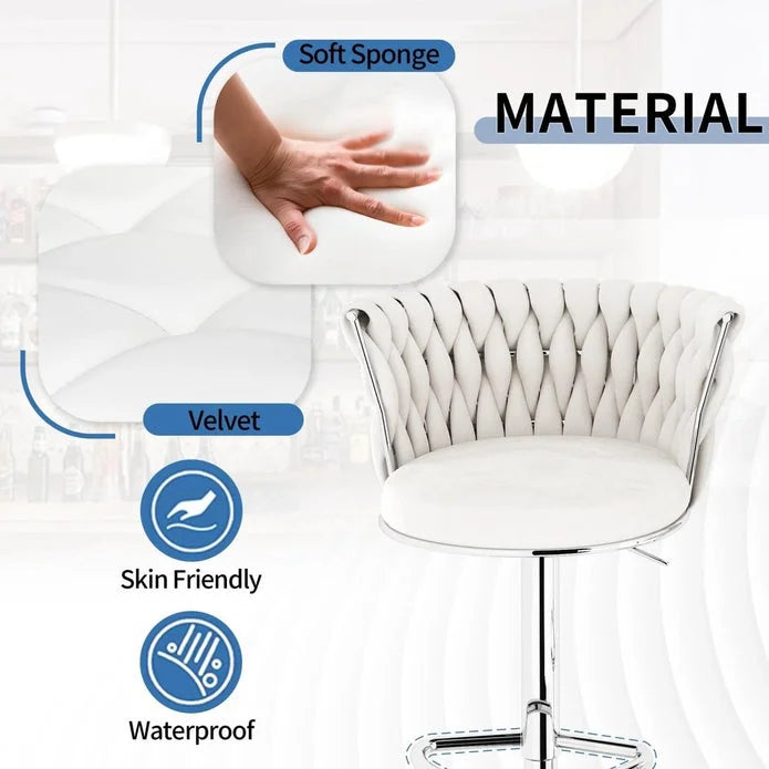 SERENITà Modern Silver Swivel Upholstered Velvet Adjustable