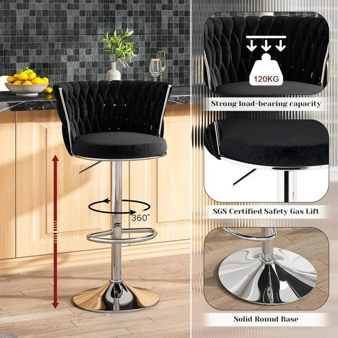 SERENITà Modern Silver Swivel Upholstered Velvet Adjustable