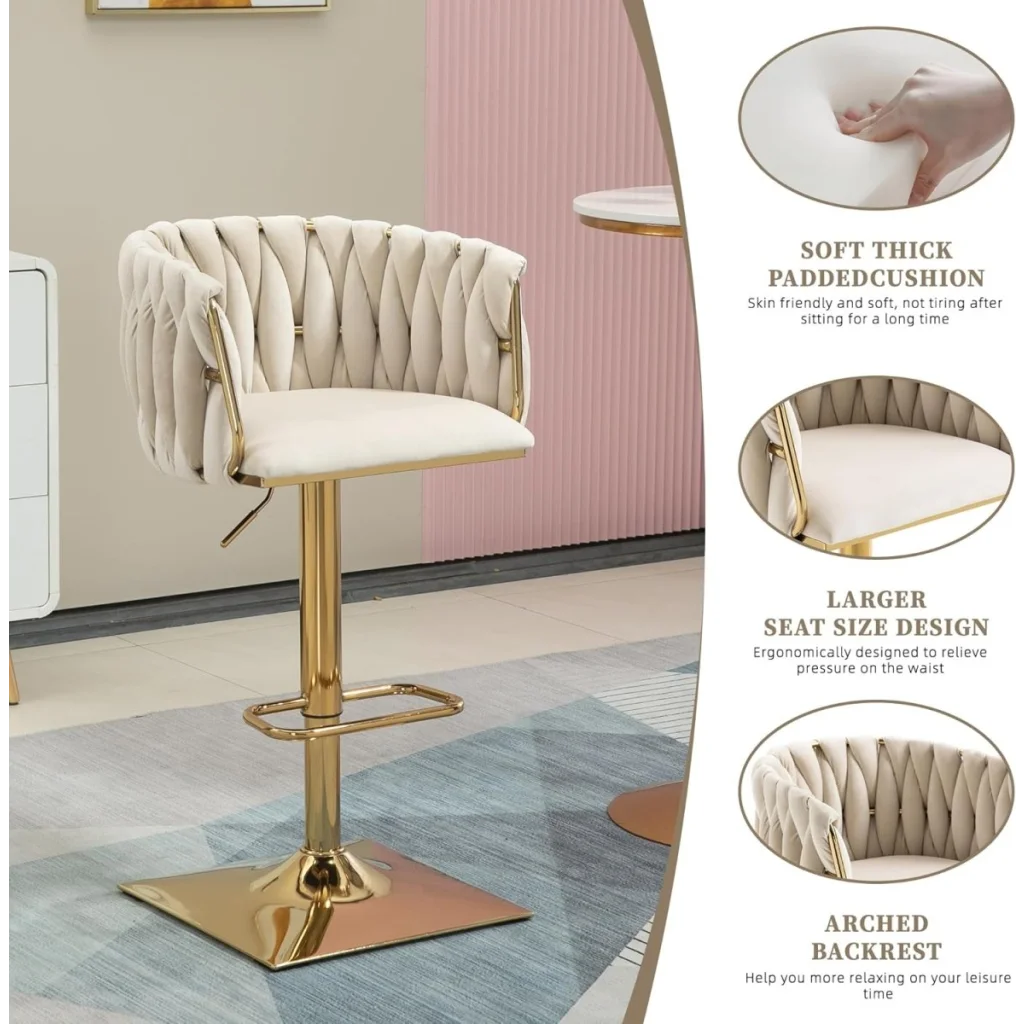 SERENITà Modern Velvet Breakfast Bar Stools Swivel