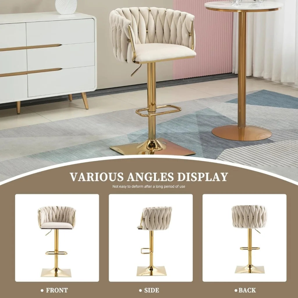 SERENITà Modern Velvet Breakfast Bar Stools Swivel