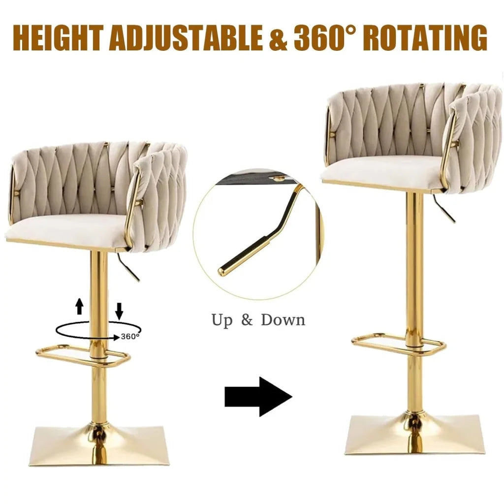 SERENITà Modern Velvet Breakfast Bar Stools Swivel