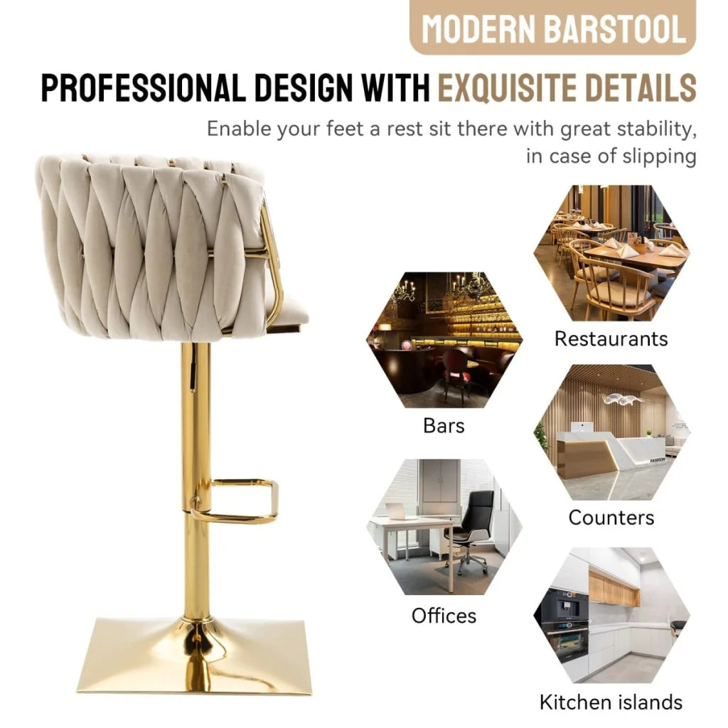 SERENITà Modern Velvet Breakfast Bar Stools Swivel