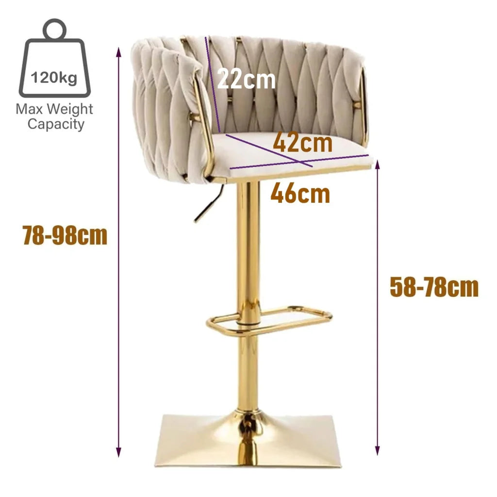 SERENITà Modern Velvet Breakfast Bar Stools Swivel