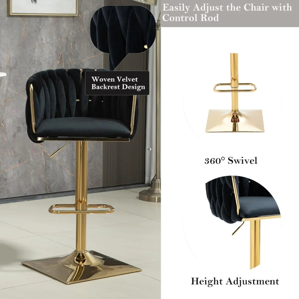 SERENITà Modern Velvet Breakfast Bar Stools Swivel
