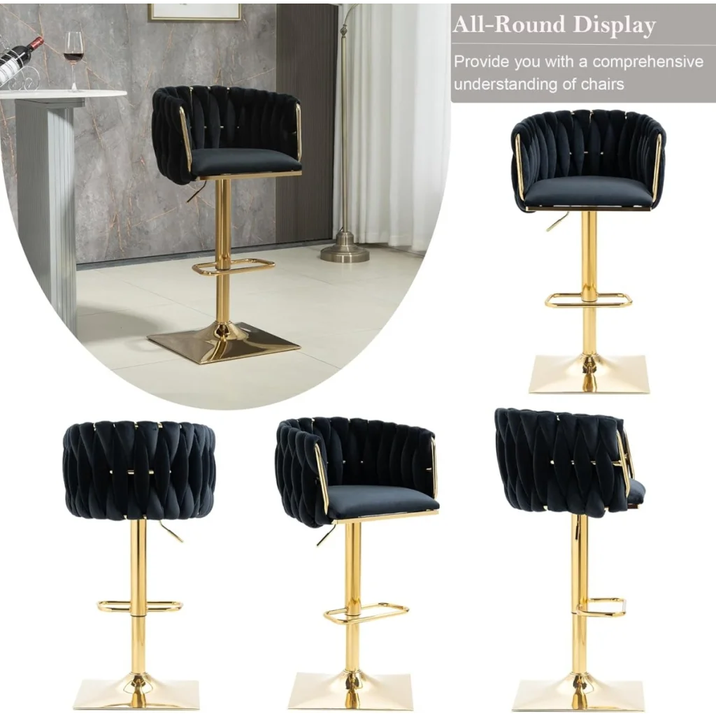 SERENITà Modern Velvet Breakfast Bar Stools Swivel