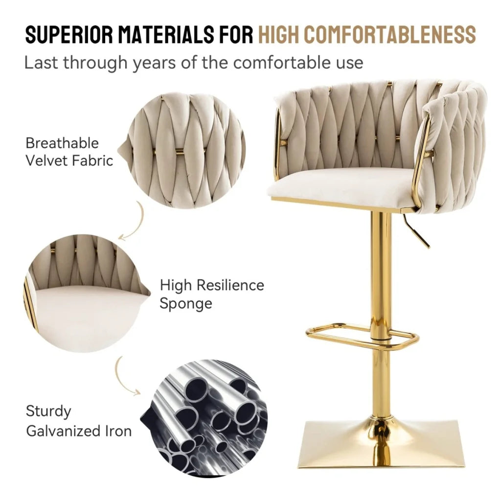 SERENITà Modern Velvet Breakfast Bar Stools Swivel