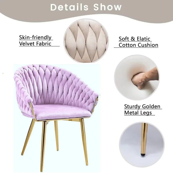 SERENITà Pink Modern Velvet Dining Chairs Upholstered