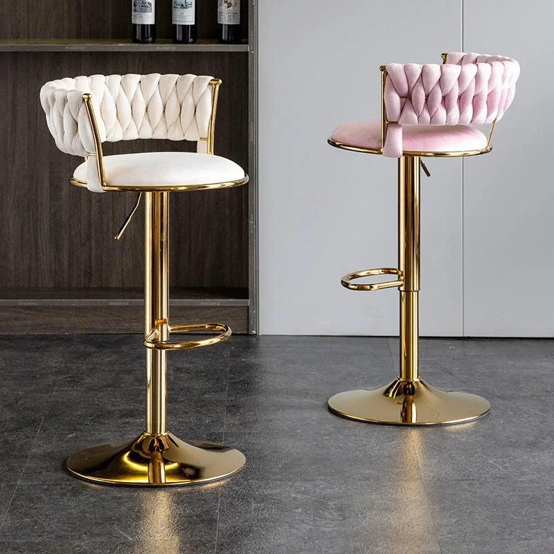 SERENITà Pink Velvet Seat Kitchen Breakfast Bar Stools