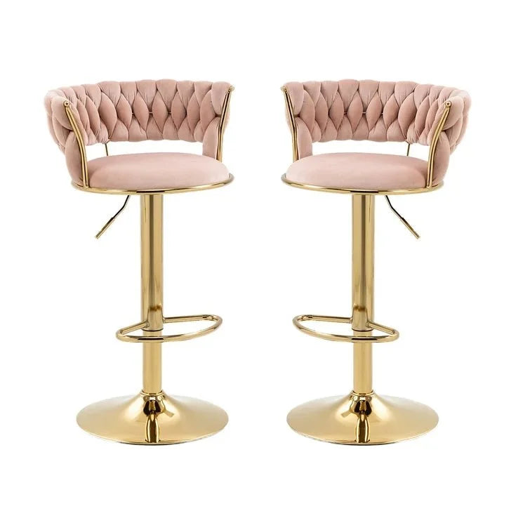 SERENITà Pink Velvet Seat Kitchen Breakfast Bar Stools