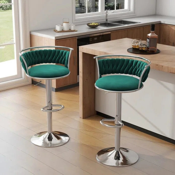 SERENITà Silver Swivel Upholstered Velvet Adjustable Height