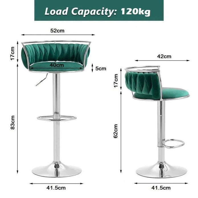 SERENITà Silver Swivel Upholstered Velvet Adjustable Height