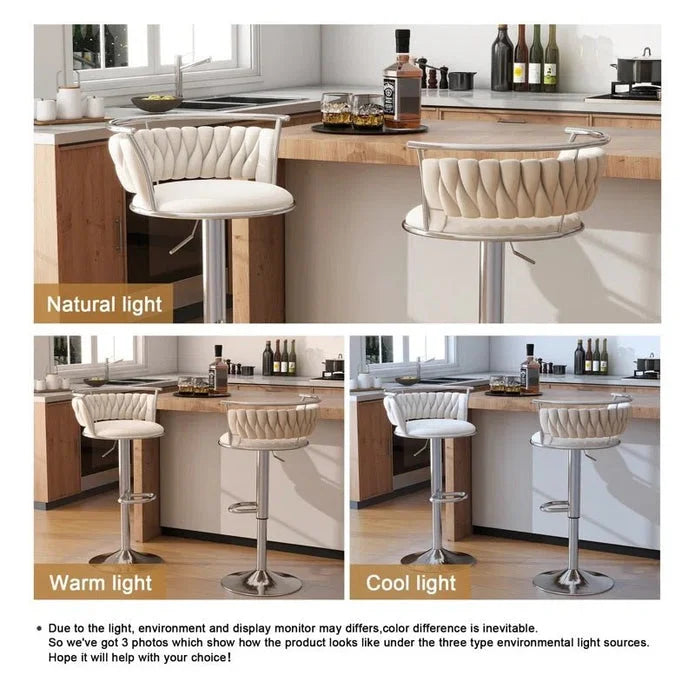 SERENITà Silver Swivel Upholstered Velvet Adjustable Height