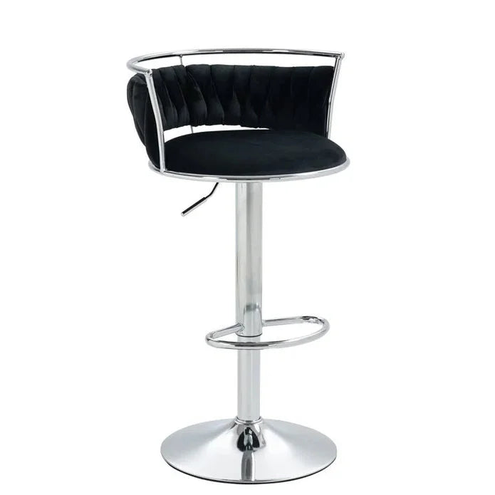SERENITà Silver Swivel Upholstered Velvet Adjustable Height