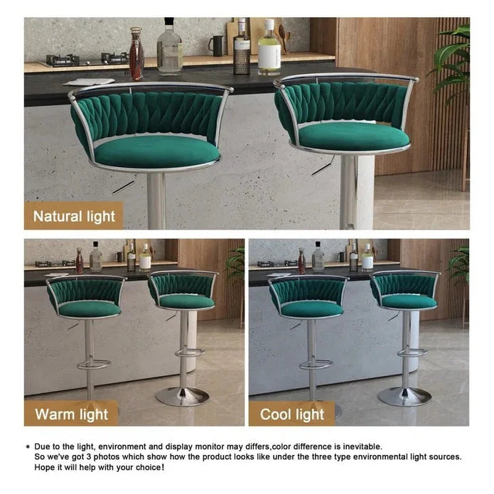 SERENITà Silver Swivel Upholstered Velvet Adjustable Height