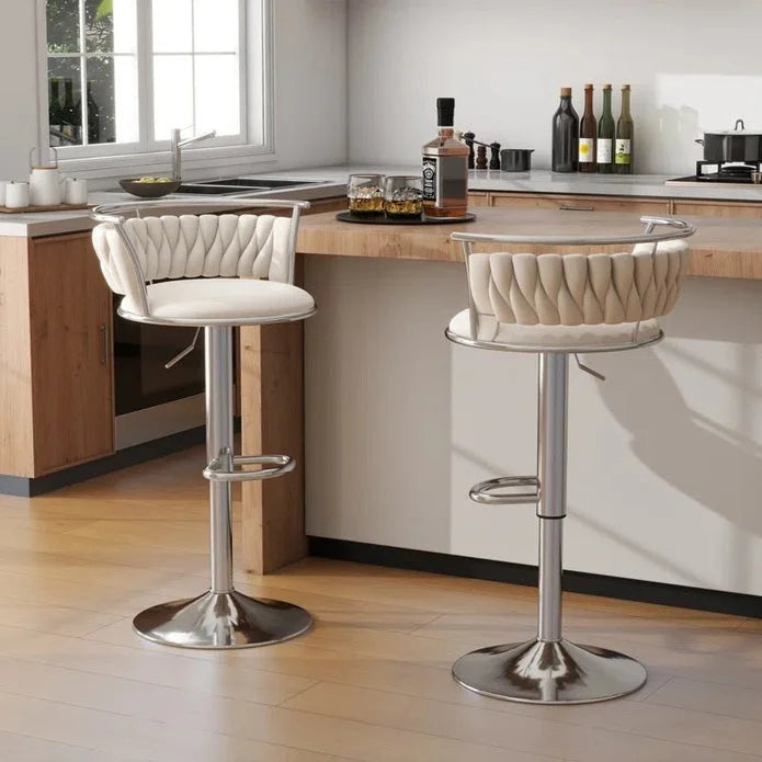 SERENITà Silver Swivel Upholstered Velvet Adjustable Height