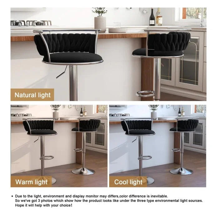 SERENITà Silver Swivel Upholstered Velvet Adjustable Height