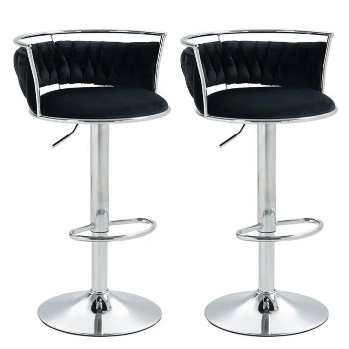 SERENITà Silver Swivel Upholstered Velvet Adjustable Height