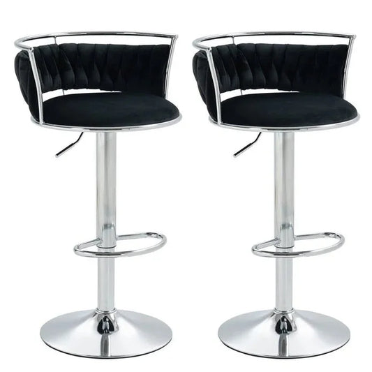 SERENITà Silver Swivel Upholstered Velvet Adjustable Height