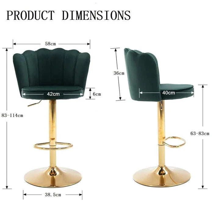 Green velvet bar table and stools set