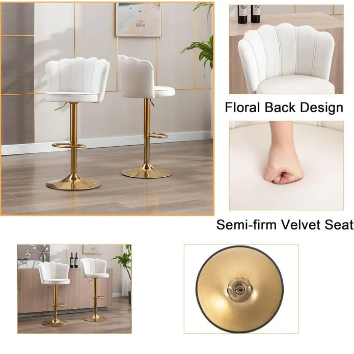 SERENITà Swivel Bar Stools Bar Height Set of 2 Adjustable
