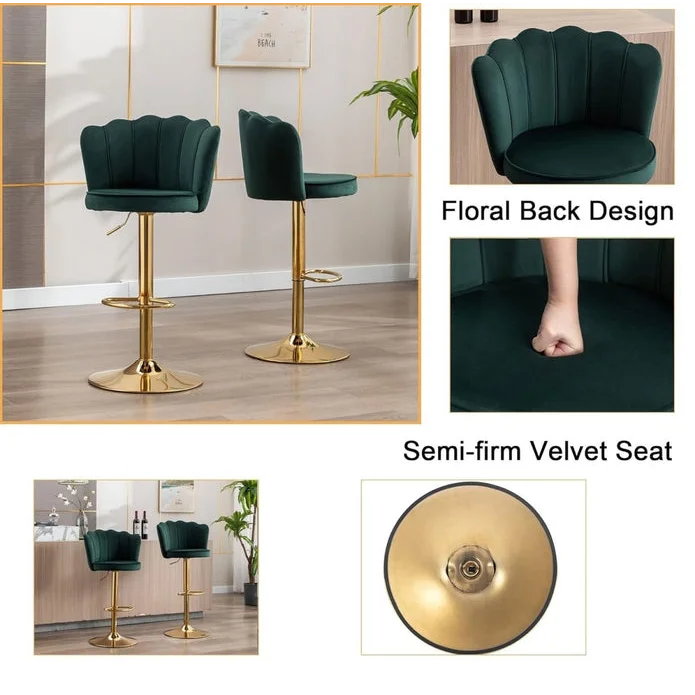 SERENITà Swivel Bar Stools Bar Height Set of 2 Adjustable