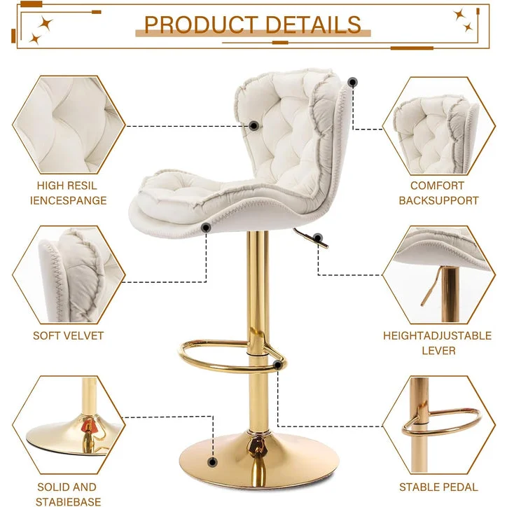 SERENITà Swivel Bar Stools Set of 2 Counter Height