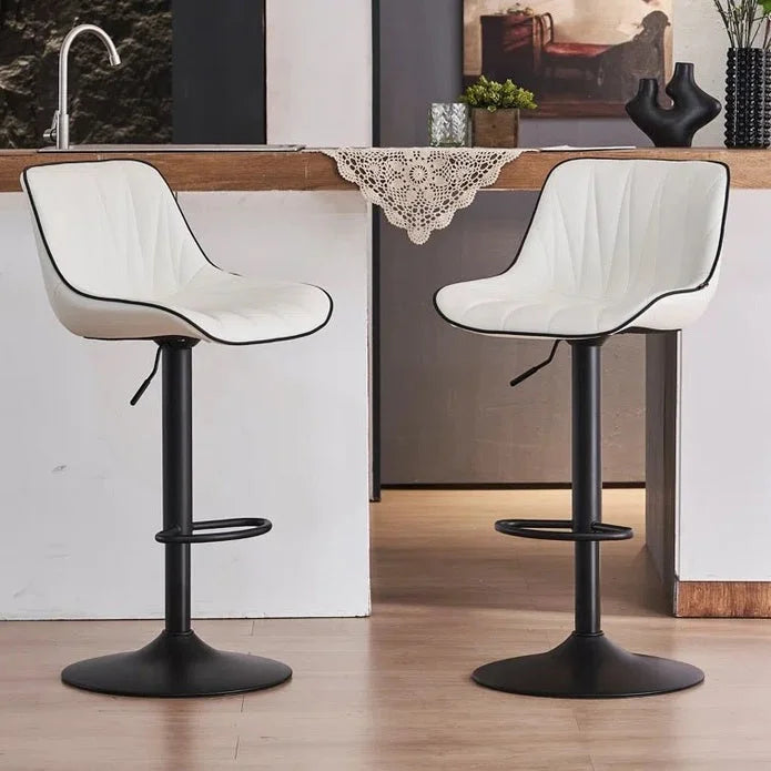 SERENITà White Modern Height Adjustable Swivel Bar Stools