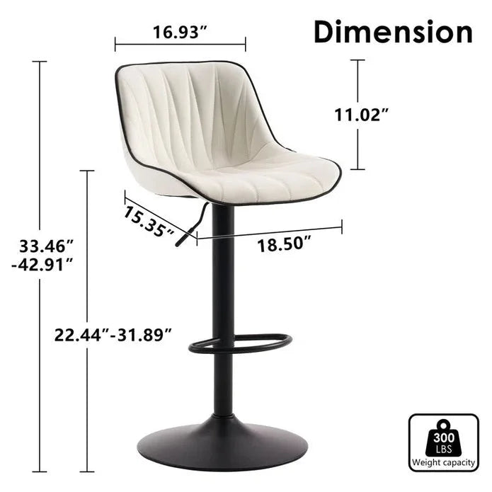 SERENITà White Modern Height Adjustable Swivel Bar Stools