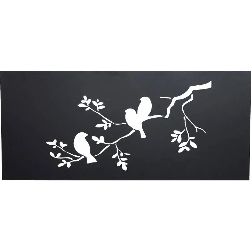 Set 2 Bird On Branch Metal Wall Art 90x40cm - Home & Garden