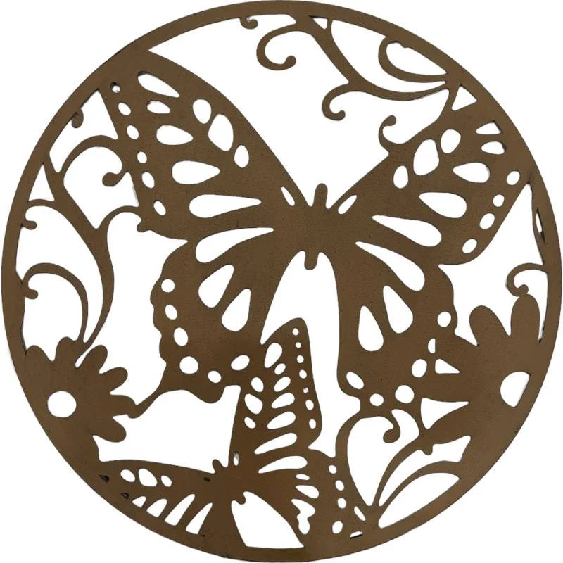 Set 2 Butterfly Metal Wall Art 51x51cm - Home & Garden >