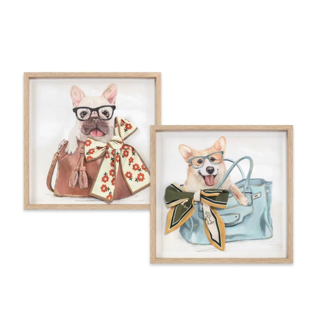 Set 2 Cute Dog Wall Art Assort 40cm - Home & Garden > Wall