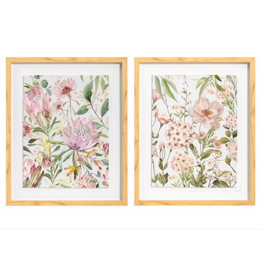 Set 2 Floral Framed Wall Art Assort 50cm - Home & Garden >