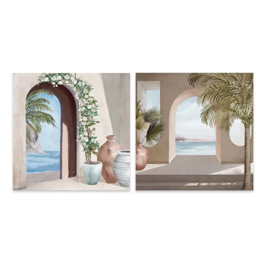 Set 2 Palm House Wall Art Assort 60cm - Home & Garden >