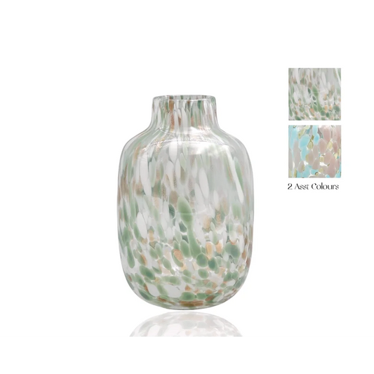 Set 2 Speckled Glass Vase 2 Assorted 17x27cm - Home &