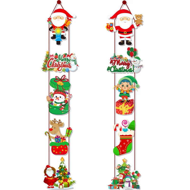 Set of 10 Christmas Hanging Door Decorations - Santa